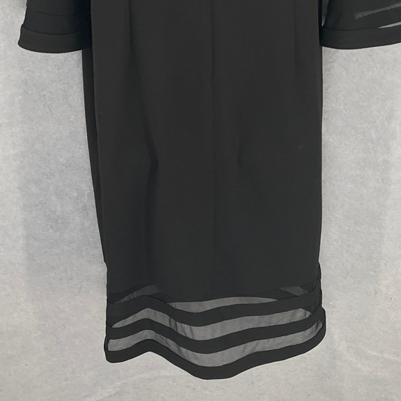 Calvin Klein Sheath Dress Sz 14W Black Mesh Trim Bell Sleeve Cocktail Party - Picture 8 of 15